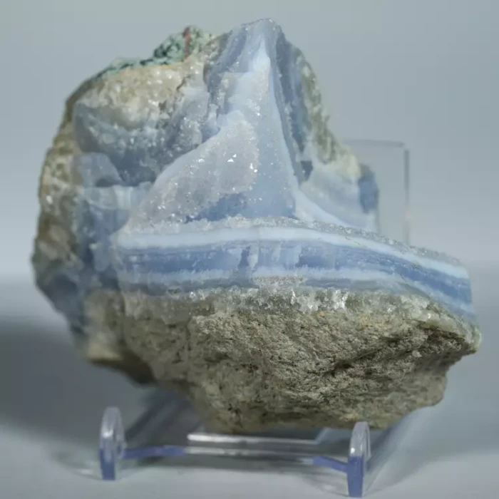 Błękitny agat, Chalcedon Malawi, Naturalny niebieski minerał, dekoracja, prezent, błękit, geoda, minerał (76).webp
