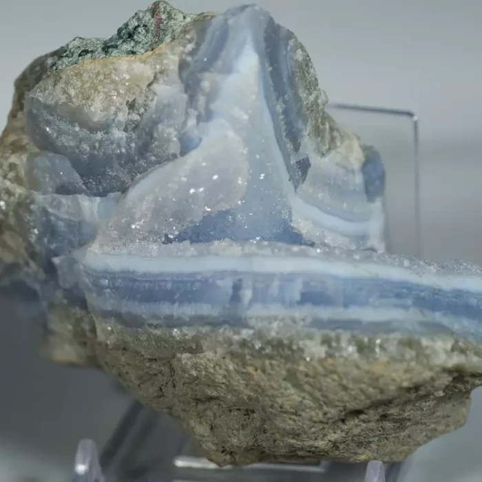 Błękitny agat, Chalcedon Malawi, Naturalny niebieski minerał, dekoracja, prezent, błękit, geoda, minerał (77).webp