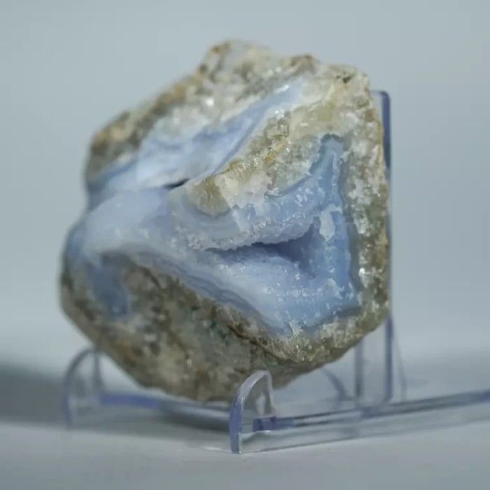 Błękitny agat, Chalcedon Malawi, Naturalny niebieski minerał, dekoracja, prezent, błękit, geoda, minerał (74).webp