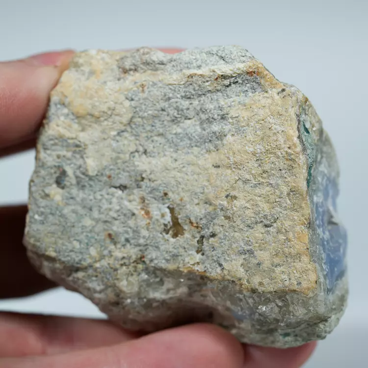 Błękitny agat, Chalcedon Malawi, Naturalny niebieski minerał, dekoracja, prezent, błękit, geoda, minerał (75).webp