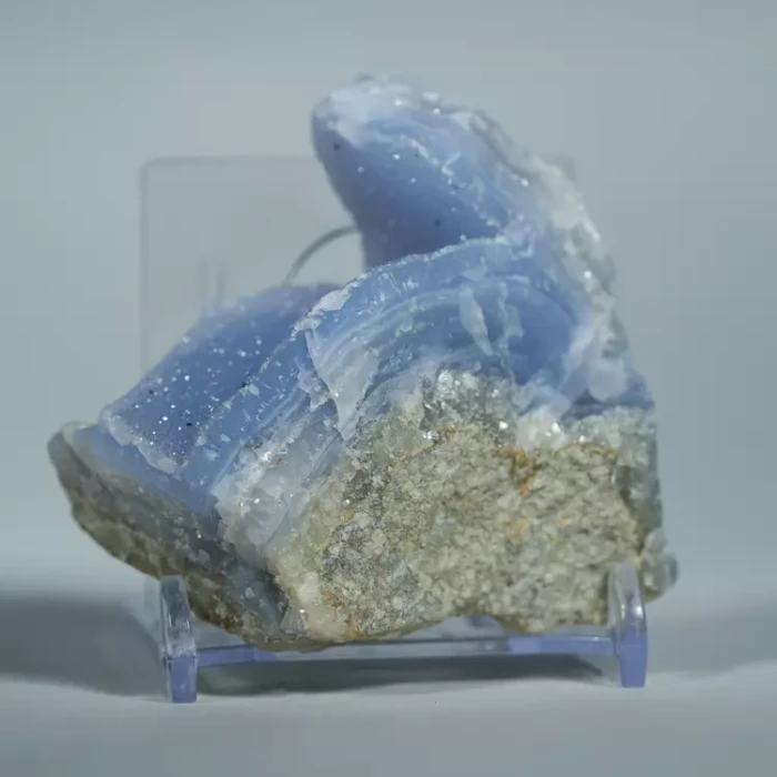 Błękitny agat, Chalcedon Malawi, Naturalny niebieski minerał, dekoracja, prezent, błękit, geoda, minerał (88).webp