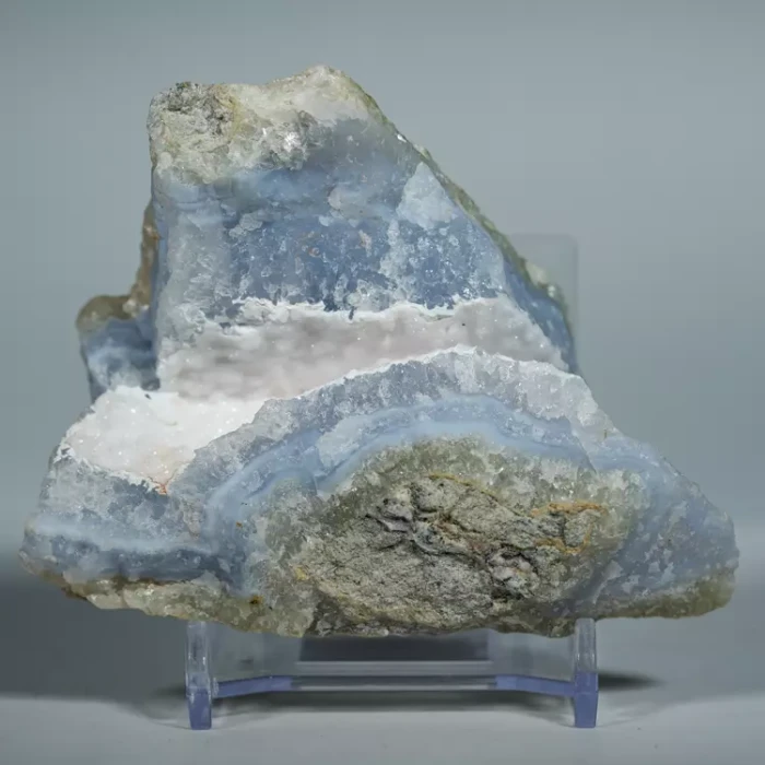 Błękitny agat, Chalcedon Malawi, Naturalny niebieski minerał, dekoracja, prezent, błękit, geoda, minerał (68).webp