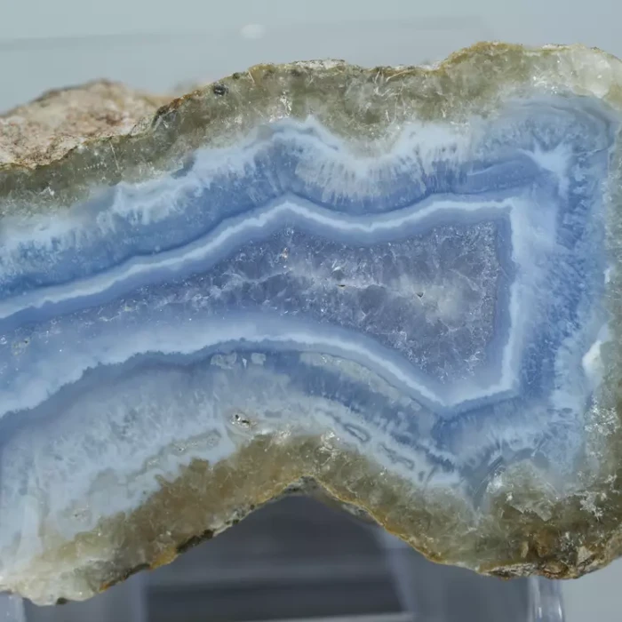 Błękitny agat, Chalcedon Malawi, Naturalny niebieski minerał, dekoracja, prezent, błękit, geoda, minerał (66).webp