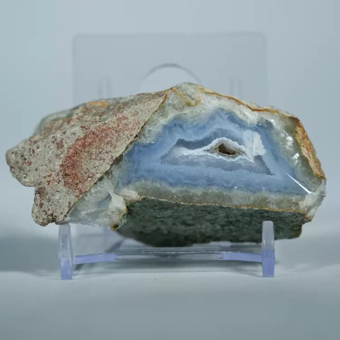 Błękitny agat, Chalcedon Malawi, Naturalny niebieski minerał, dekoracja, prezent, błękit, geoda, minerał (118).webp