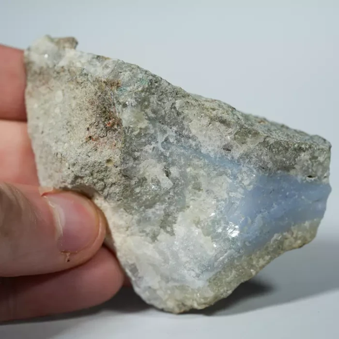 Błękitny agat, Chalcedon Malawi, Naturalny niebieski minerał, dekoracja, prezent, błękit, geoda, minerał (45).webp